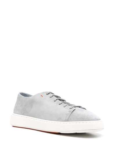 Shop Santoni Low-top Suede Sneakers In Grau