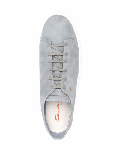 Shop Santoni Low-top Suede Sneakers In Grau
