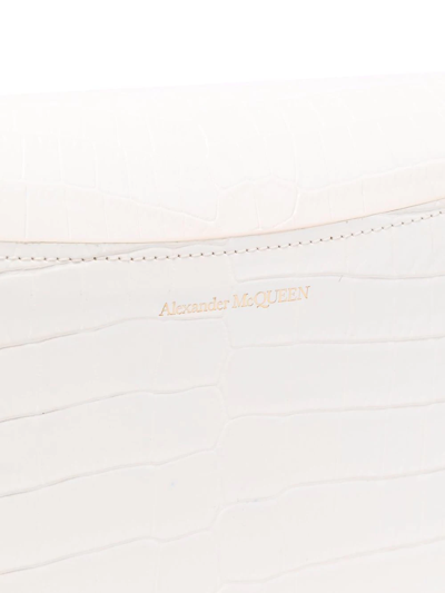 Shop Alexander Mcqueen Crocodile-effect Leather Clutch Bag In Weiss