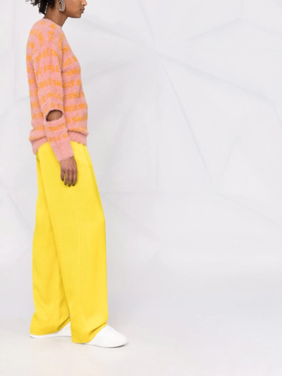 Stella Mccartney Fluffy Typographic Slash-sleeve Oversized Sweater In Rosa