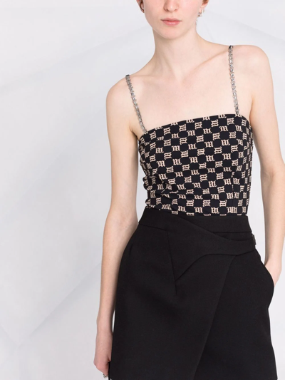 Misbhv Lara Monogram Cropped Tank Top In Schwarz