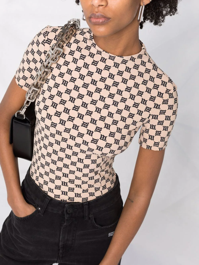 Misbhv Monogram-print T-shirt In Nude