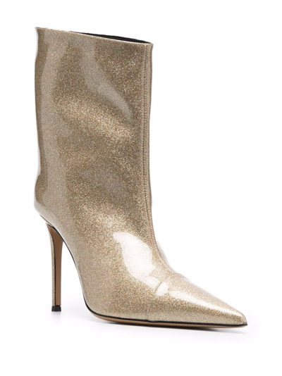 Shop Alexandre Vauthier Glitter 105mm Ankle Boots In Gold