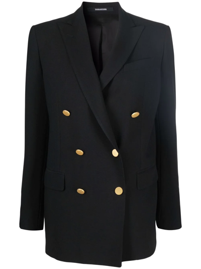 Shop Tagliatore Double-breasted Blazer In Schwarz