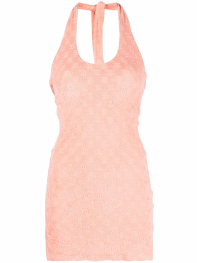 Misbhv Pink Towelling Monogram Mini Dress In Rosa