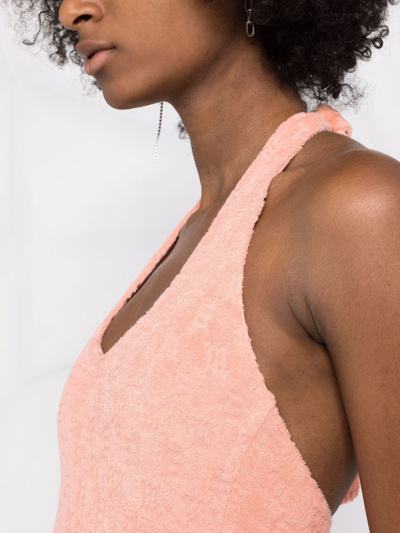 Misbhv Pink Towelling Monogram Mini Dress In Rosa