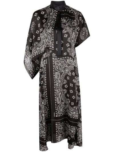 Black Bandana Print Mid-length Dress