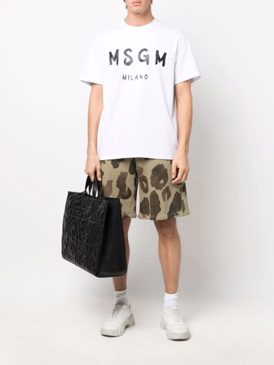 Shop Msgm Logo-print Crewneck T-shirt In Weiss