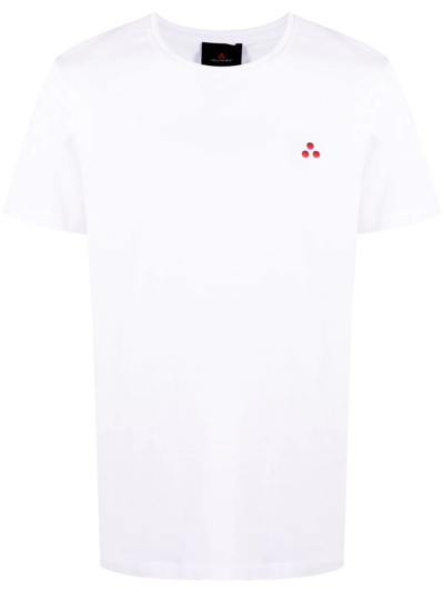 Shop Peuterey Logo-embroidered Cotton T-shirt In Weiss