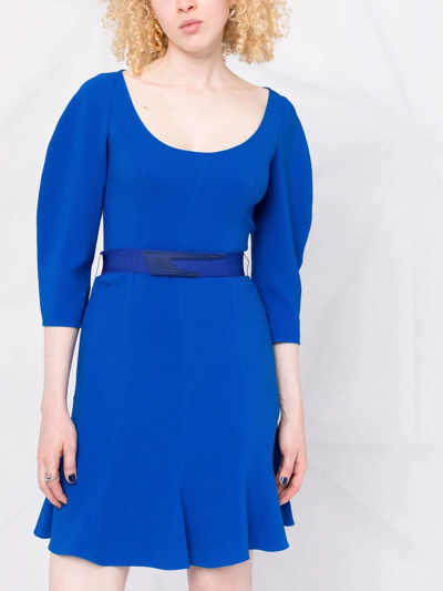 Shop Stella Mccartney Puff-sleeve Belted Dress In Blau