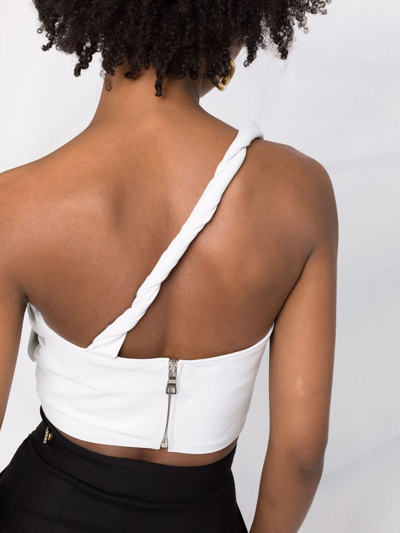 Shop Manokhi Ruched One-shoulder Vest In Weiss