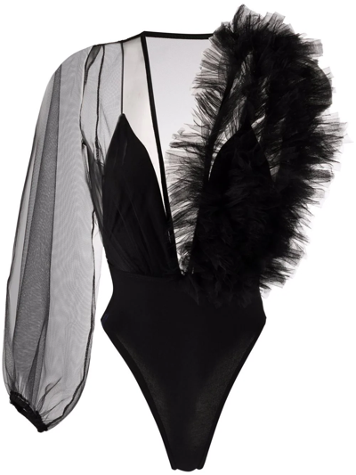 Shop Alchemy X Lia Aram Tulle Bodysuit In Black