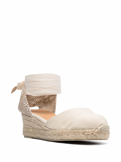 Castaã±er Woven Raffia Wedge Espadrilles In Nude