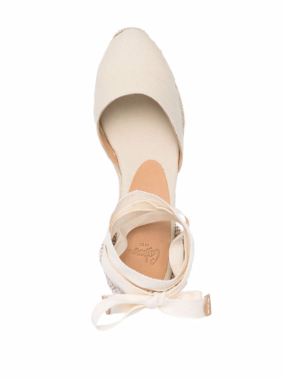 Shop Castaã±er Lace-up Wedge Espadrilles In Nude