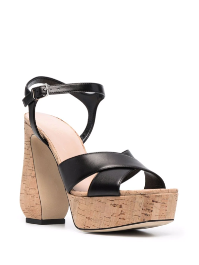 Shop Si Rossi 90mm Sculptued-heel Platform Sandals In Schwarz