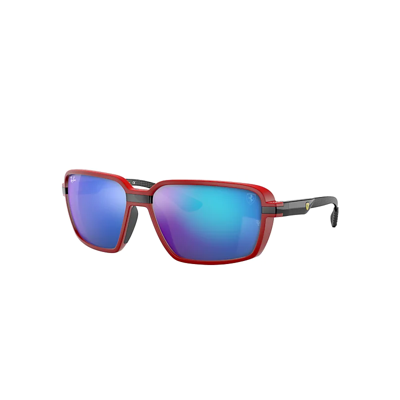 Shop Ray Ban Sunglasses Unisex Rb8360m Scuderia Ferrari Collection - Black Frame Blue Lenses 62-15