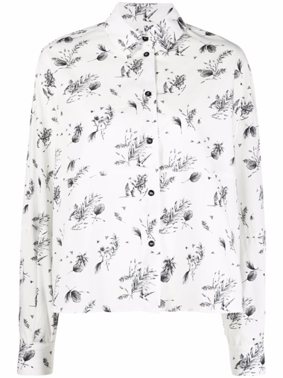 Shop Woolrich Printed Cotton Shirt In White