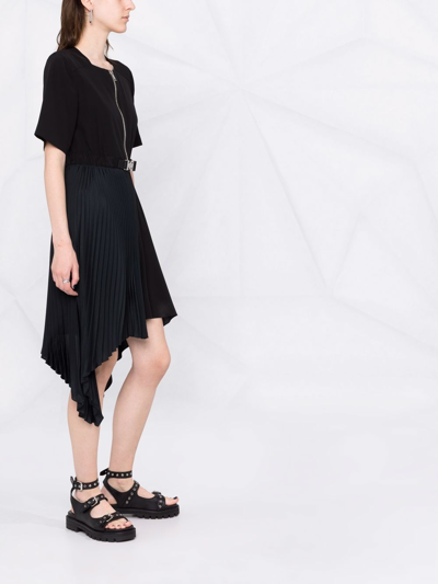 Shop Givenchy Silk Pleated Dress In Black