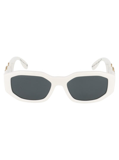 Shop Versace Eyewear Rectangular Frame Sunglasses In White