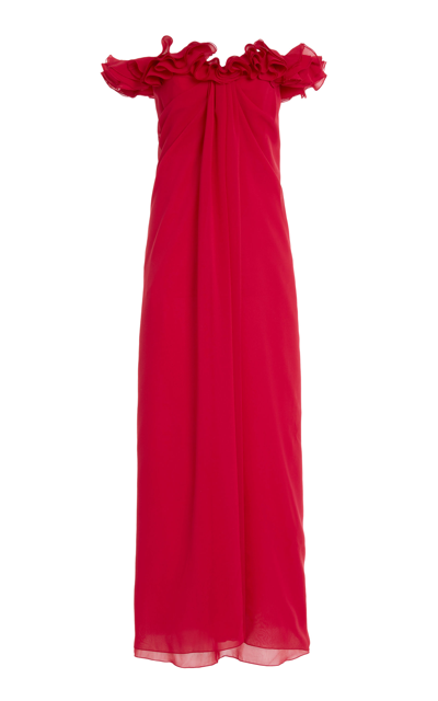 Shop Giambattista Valli Women's Off-the-shoulder Georgette Gown In Red