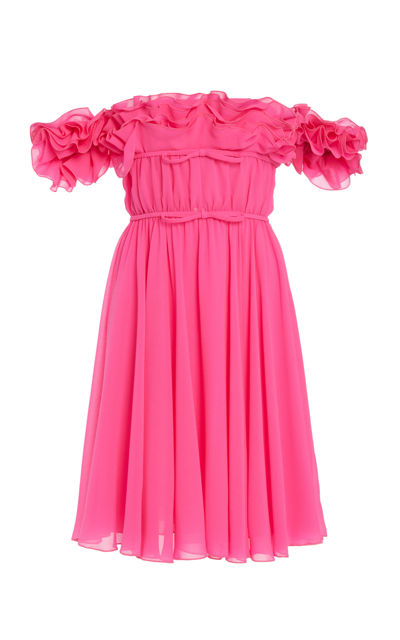 Shop Giambattista Valli Women's Off-the-shoulder Silk Georgette Mini Dress In Pink