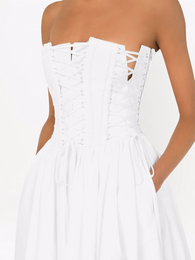 Dolce & Gabbana Cotton Stretch Strapless Corset Dress In White