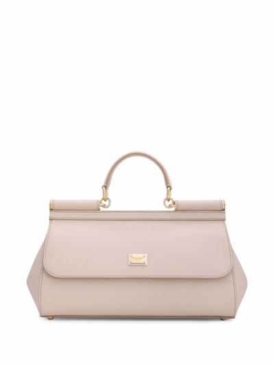 Shop Dolce & Gabbana Medium Sicily Leather Top-handle Bag In Pink