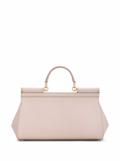 Shop Dolce & Gabbana Medium Sicily Leather Top-handle Bag In Pink