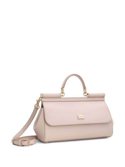 Shop Dolce & Gabbana Medium Sicily Leather Top-handle Bag In Pink