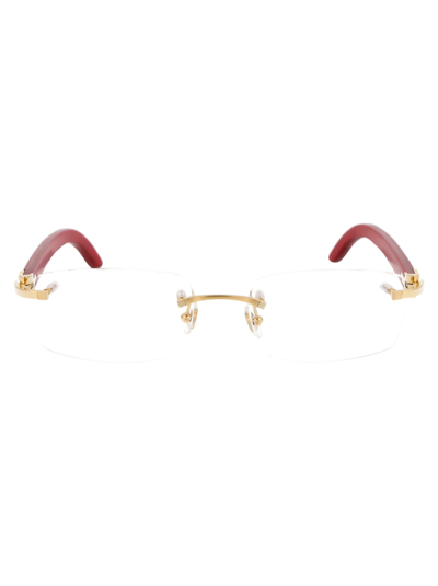Shop Cartier Ct0052o Glasses In 006 Gold Red Transparent