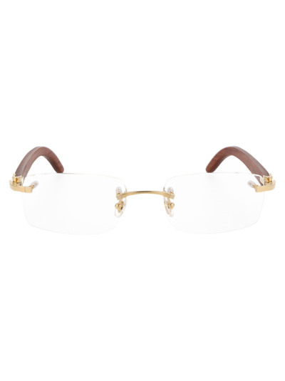 Shop Cartier Ct0052o Glasses In 008 Gold Brown Transparent