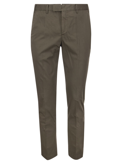 Shop Pt01 Master - Slim-fit Cotton Trousers In Brown