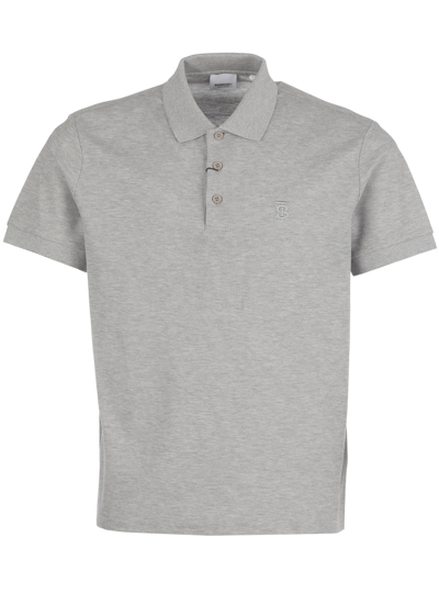 Shop Burberry Monogram Polo Shirt In Pale Grey Melange