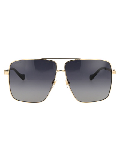 Shop Gucci Gg1087s Sunglasses In 001 Gold Gold Grey