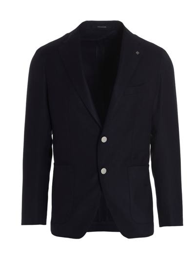 Tagliatore Single-breasted Wool-cashmere Blazer In Blue