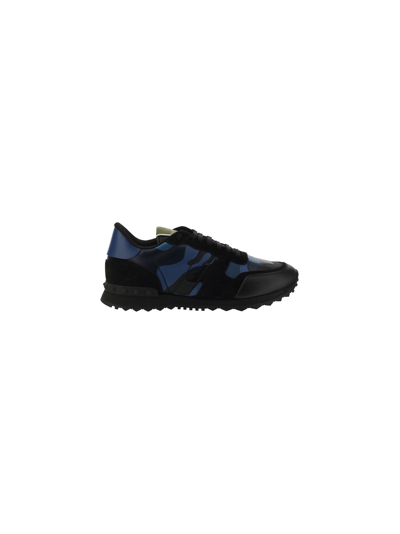 Shop Valentino Sneakers Rockrunner Camouflage In Bluette/marine