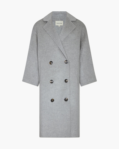 Shop Loulou Studio Oversized Double-breasted Coat In Grey Melange