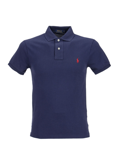 Shop Ralph Lauren Slim Fit Mesh Polo Shirt In Blue