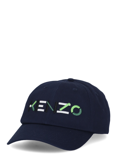 Shop Kenzo Logo Baseball Cap In Navy Blue