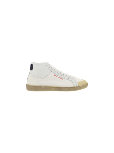 Shop Saint Laurent Paris Medie Court Classic Sl/39 Sneakers In Off White/bla Optique