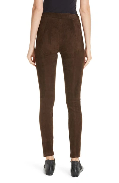 Shop Vince Stretch Suede Leggings In Willow