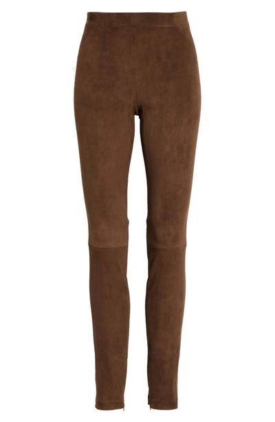Shop Vince Stretch Suede Leggings In Willow