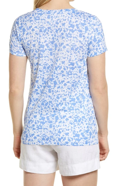 Shop Caslon ® Rounded V-neck T-shirt In White- Blue Milla Floral