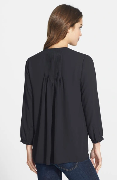 Shop Nydj High/low Crepe Blouse In Black