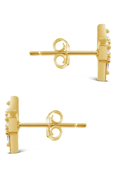 Sterling Forever Sterling Silver Four Pointed Cz Star Stud Earrings In Gold