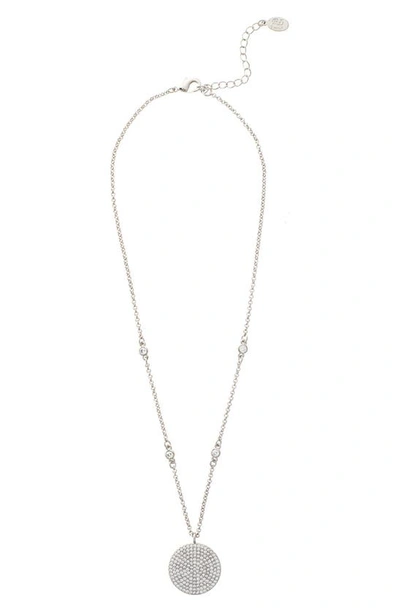 Shop Rivka Friedman Pave Cz Disc Necklace In White Rhodium Clad