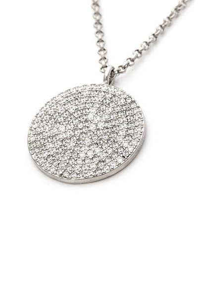 Shop Rivka Friedman Pave Cz Disc Necklace In White Rhodium Clad