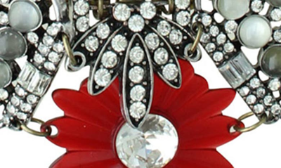 Olivia Welles Gold Plated Rhinestone Statement Necklace In Gold / Red / Silver