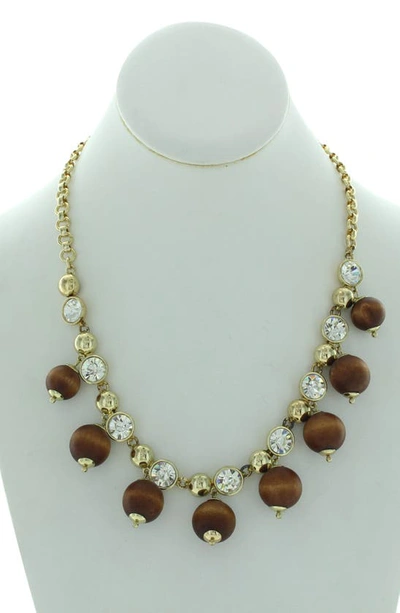 Olivia Welles Beaded Statement Necklace In Gold / Brown