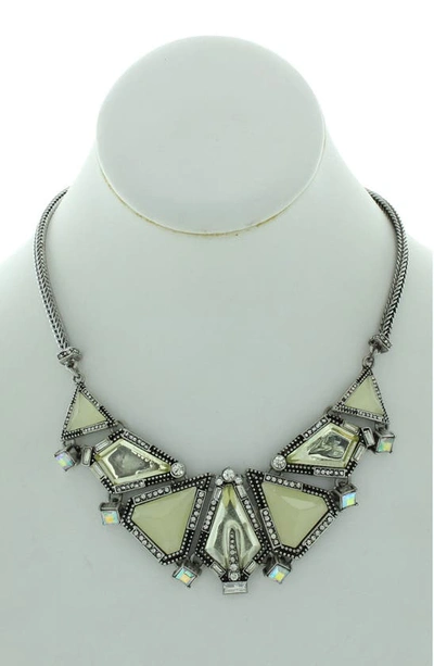 Shop Olivia Welles Silver-tone Iridescent Crystal Bib Necklace In Antique Silver / Yellow